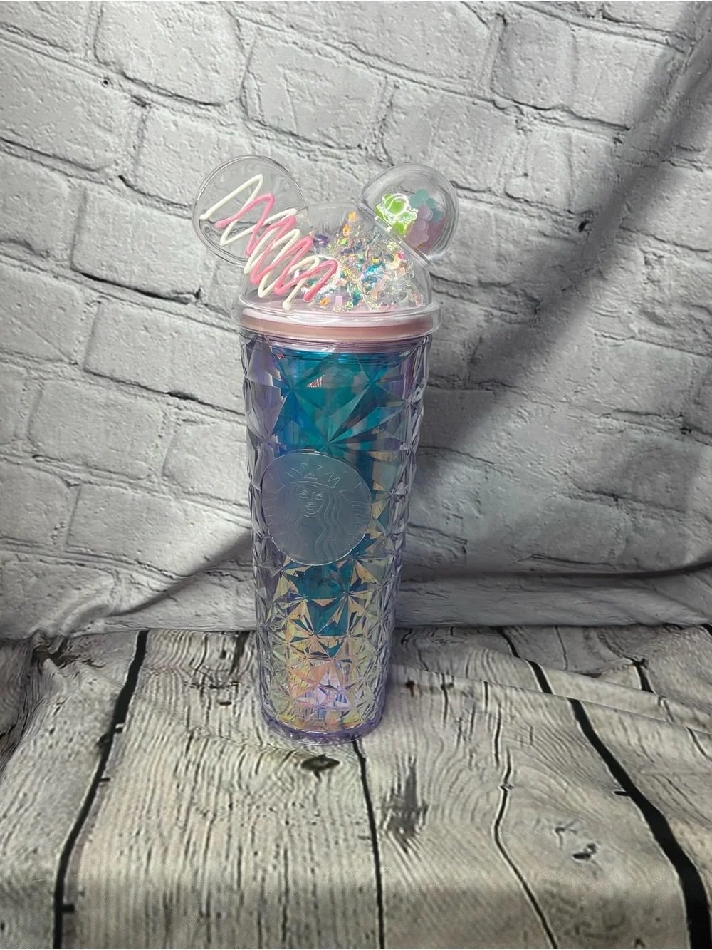 Starbucks Iridescent Purple Tumbler with‎ Pink Mickey Ears Lid